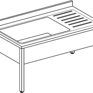 Lavelli Vascone INOX su Gambe per Pentole - 1 Vasca e 1 Gocciolatoio - Serie 70