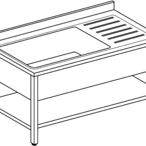 Lavelli Vascone INOX su Banco per Pentole - 1 Vasca e 1 Gocciolatoio - Serie 70