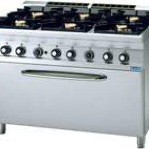 Cucine INOX a Gas 6 Fuochi con Forno GN 3/1 - Serie 900