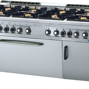 Cucine INOX a Gas 8 Fuochi con Forno GN 3/1 - Serie 900