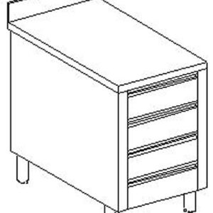 Cassettiere INOX con Alzatina - 4 Cassetti