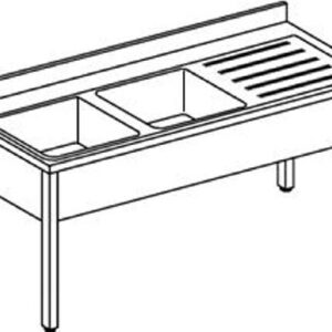 Lavelli INOX su Gambe - 2 Vasche e 1 Gocciolatoio - Serie 60 - 70