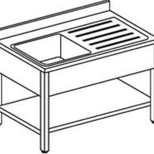 Lavelli INOX su Banco - 1 Vasca e 1 Gocciolatoio - Serie 60 - 70