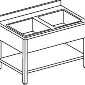 Lavelli INOX su Banco - 2 Vasche - Serie 60 - 70