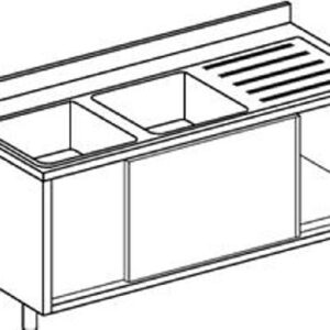 Lavelli INOX Armadiati - 2 Vasche e 1 Gocciolatoio - Serie 60 - 70