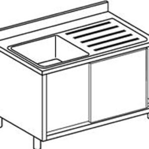 Lavelli INOX Armadiati - 1 Vasca e 1 Gocciolatoio - Serie 60 - 70