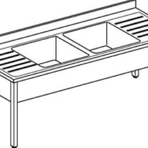 Lavelli INOX su Gambe - 2 Vasche e 2 Gocciolatoi - Serie 70