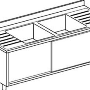 Lavelli INOX Armadiati - 2 Vasche e 2 Gocciolatoi - Serie 70