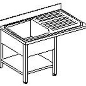 Lavelli INOX su Banco per Inserimento Lavastoviglie - 1 Vasca e 1 Gocciolatoio - Serie 60 - 70