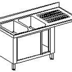 Lavelli INOX Armadiati per Inserimento Lavastoviglie - 2 Vasche e 1 Gocciolatoio - Serie 60 - 70