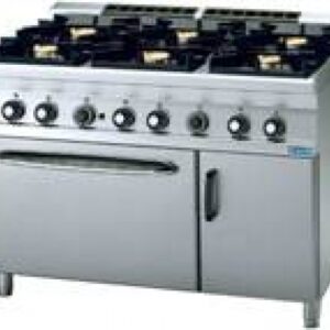 Cucine INOX a Gas 6 Fuochi con Forno GN 2/1 - Serie 900