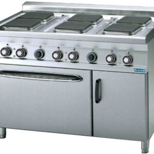 Cucine INOX Elettriche 6 Piastre Quadre con Forno Elettrico - Serie 900